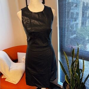 Armani Exchange Black Leather Sleeveless Dress